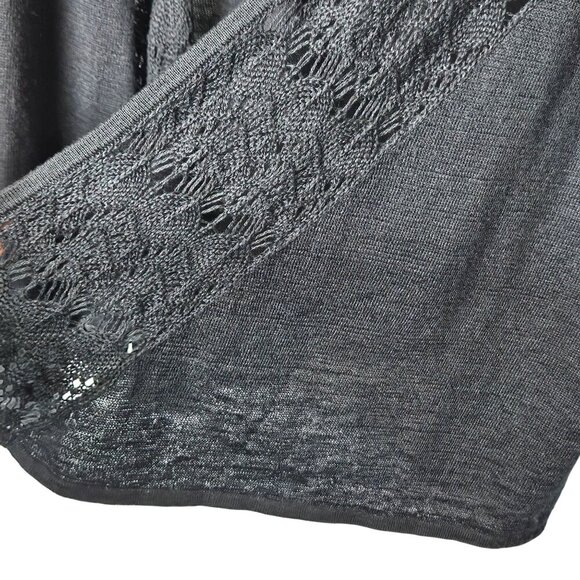 Pendleton Womens Black Knit Cardigan Lace‎ crochet Trim Size Medium Open Front - Picture 5 of 9